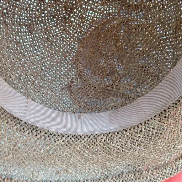 VINTAGE FABINI NY 100% Straw SunHat with Cheetah Print Band & Black Feathers - Picture 13 of 13